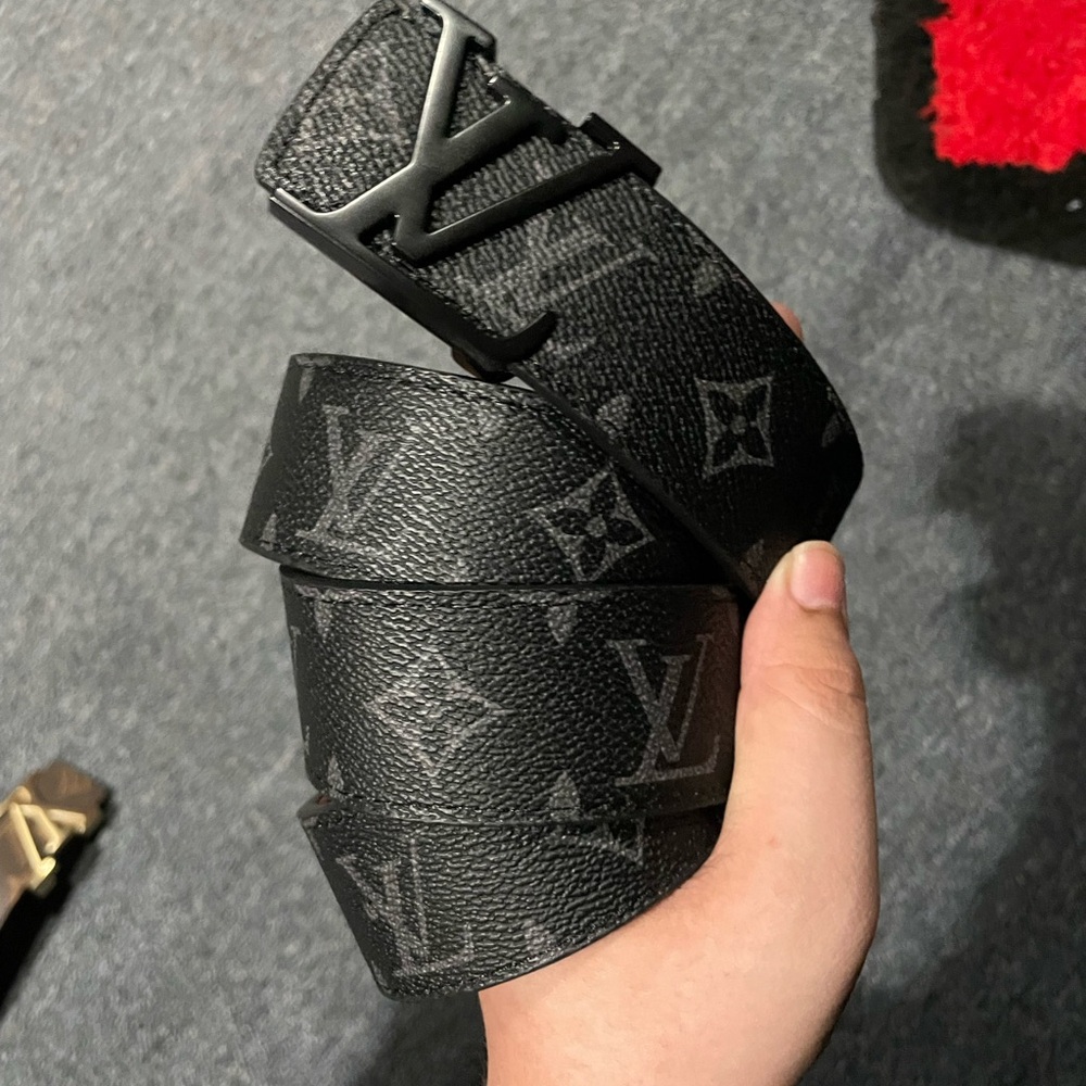 Louis Vuitton Black Monogram LV Initials Belt